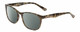 Profile View of Calabria Prive Shawn Designer Polarized Sunglasses with Custom Cut Smoke Grey Lenses in Olive Green Marble Ladies Panthos Full Rim Acetate 56 mm