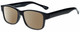Profile View of 2000 and Beyond 3079 Designer Polarized Sunglasses with Custom Cut Amber Brown Lenses in Gloss Black Unisex Square Full Rim Acetate 60 mm
