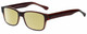 Profile View of 2000 and Beyond 3079 Designer Polarized Reading Sunglasses with Custom Cut Powered Sun Flower Yellow Lenses in Gloss Brown Unisex Square Full Rim Acetate 60 mm