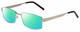 Profile View of Gotham Style 13 Designer Polarized Reading Sunglasses with Custom Cut Powered Green Mirror Lenses in Gold Mens Rectangular Full Rim Metal 58 mm