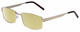Profile View of Gotham Style 13 Designer Polarized Reading Sunglasses with Custom Cut Powered Sun Flower Yellow Lenses in Gold Mens Rectangular Full Rim Metal 58 mm