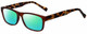 Profile View of Gotham Premium Flex 29 Designer Polarized Reading Sunglasses with Custom Cut Powered Green Mirror Lenses in Matte Brown Unisex Square Full Rim Stainless Steel 53 mm