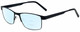 Profile View of Gotham Style 11 Designer Progressive Lens Blue Light Blocking Eyeglasses in Black Mens Rectangular Full Rim Metal 59 mm
