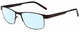 Profile View of Gotham Style 11 Designer Blue Light Blocking Eyeglasses in Brown Mens Rectangular Full Rim Metal 59 mm