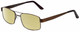 Profile View of Gotham Style 15 Designer Polarized Reading Sunglasses with Custom Cut Powered Sun Flower Yellow Lenses in Antique Brown Mens Square Full Rim Metal 56 mm