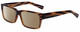 Profile View of Gotham Style 204 Designer Polarized Sunglasses with Custom Cut Amber Brown Lenses in Brown Stripes Unisex Square Full Rim Acetate 56 mm