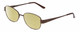 Profile View of Gotham Premium Stainless Steel 29 Designer Polarized Reading Sunglasses with Custom Cut Powered Sun Flower Yellow Lenses in Matte Satin Brown Ladies Oval Full Rim Stainless Steel 54 mm