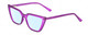 Profile View of Gotham Flex 84 Designer Blue Light Blocking Eyeglasses in Smoke Purple Matte Black Ladies Triangular Full Rim Acetate 49 mm