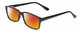 Profile View of Gotham Premium Flex 42 Designer Polarized Sunglasses with Custom Cut Red Mirror Lenses in Gloss Black Mens Square Full Rim Acetate 56 mm