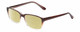 Profile View of Gotham Premium Flex 42 Designer Polarized Reading Sunglasses with Custom Cut Powered Sun Flower Yellow Lenses in Brown Crystal Fade Mens Square Full Rim Acetate 56 mm
