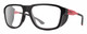 Profile View of Smith Optics Embark Designer Blue Light Blocking Eyeglasses in TNF Matte Black/Horizon Red Unisex Wrap Full Rim Acetate 58 mm
