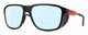 Profile View of Smith Optics Embark Designer Progressive Lens Blue Light Blocking Eyeglasses in TNF Matte Black/Horizon Red Unisex Wrap Full Rim Acetate 58 mm