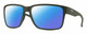 Profile View of Smith Optics Emerge Designer Polarized Sunglasses with Custom Cut Blue Mirror Lenses in Matte Moss Green Unisex Square Full Rim Acetate 60 mm