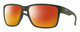 Profile View of Smith Optics Emerge Designer Polarized Sunglasses with Custom Cut Red Mirror Lenses in Matte Moss Green Unisex Square Full Rim Acetate 60 mm