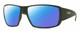 Profile View of Smith Optics Guides Choice Designer Polarized Sunglasses with Custom Cut Blue Mirror Lenses in Matte Moss Green Unisex Rectangle Full Rim Acetate 62 mm