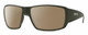 Profile View of Smith Optics Guides Choice Designer Polarized Sunglasses with Custom Cut Amber Brown Lenses in Matte Moss Green Unisex Rectangle Full Rim Acetate 62 mm