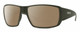 Profile View of Smith Optics Guides Choice Designer Polarized Reading Sunglasses with Custom Cut Powered Amber Brown Lenses in Matte Moss Green Unisex Rectangle Full Rim Acetate 62 mm