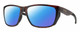 Profile View of Smith Optics Longfin Designer Polarized Sunglasses with Custom Cut Blue Mirror Lenses in Matte Tortoise Havana Brown Gold Unisex Wrap Full Rim Acetate 59 mm