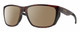 Profile View of Smith Optics Longfin Designer Polarized Sunglasses with Custom Cut Amber Brown Lenses in Matte Tortoise Havana Brown Gold Unisex Wrap Full Rim Acetate 59 mm