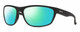 Profile View of Smith Optics Redding Designer Polarized Reading Sunglasses with Custom Cut Powered Green Mirror Lenses in Matte Black Unisex Wrap Full Rim Acetate 65 mm