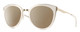 Profile View of Smith Optics Somerset Designer Polarized Reading Sunglasses with Custom Cut Powered Amber Brown Lenses in White Gold Ladies Cateye Full Rim Stainless Steel 53 mm