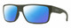 Profile View of Smith Optics Soundtrack Designer Polarized Sunglasses with Custom Cut Blue Mirror Lenses in Matte Moss Green Unisex Rectangle Full Rim Acetate 61 mm