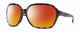 Profile View of Smith Optics Whitney Designer Polarized Sunglasses with Custom Cut Red Mirror Lenses in Sky Tortoise Havana Blue Black Marble Ladies Oversized Full Rim Acetate 61 mm