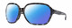Profile View of Smith Optics Whitney Designer Polarized Sunglasses with Custom Cut Blue Mirror Lenses in Sky Tortoise Havana Blue Black Marble Ladies Oversized Full Rim Acetate 61 mm