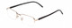 Profile View of Calabria 784 Mens Rectangle Semi-Rimless Designer Reading Glasses in Silver 50mm