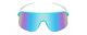Front View of Coyote Rattler Unisex Shield Designer Sunglasses in Teal White/Blue Mirror 70 mm