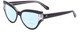 Profile View of SITO SHADES ALLNIGHTER Designer Progressive Lens Blue Light Blocking Eyeglasses in Black Clear Crystal Ladies Cat Eye Full Rim Acetate 56 mm