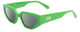 Profile View of SITO SHADES AXIS Designer Polarized Reading Sunglasses with Custom Cut Powered Smoke Grey Lenses in Neon Green Flash Ladies Square Full Rim Acetate 55 mm