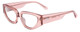 Profile View of SITO SHADES AXIS Designer Progressive Lens Blue Light Blocking Eyeglasses in Rosewater Pink Crystal Ladies Square Full Rim Acetate 55 mm