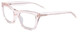 Profile View of SITO SHADES BREAK OF DAWN Designer Reading Eye Glasses with Custom Cut Powered Lenses in Dew Clear Pink Crystal Unisex Square Full Rim Acetate 54 mm