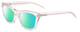 Profile View of SITO SHADES BREAK OF DAWN Designer Polarized Reading Sunglasses with Custom Cut Powered Green Mirror Lenses in Dew Clear Pink Crystal Unisex Square Full Rim Acetate 54 mm