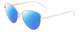 Profile View of SITO SHADES CANDI Designer Polarized Reading Sunglasses with Custom Cut Powered Blue Mirror Lenses in Rose Gold Unisex Pilot Full Rim Metal 59 mm