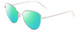 Profile View of SITO SHADES CANDI Designer Polarized Reading Sunglasses with Custom Cut Powered Green Mirror Lenses in Silver Unisex Pilot Full Rim Metal 59 mm