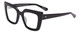 Profile View of SITO SHADES CULT VISION Designer Progressive Lens Blue Light Blocking Eyeglasses in Black Ladies Cat Eye Full Rim Acetate 51 mm