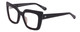 Profile View of SITO SHADES CULT VISION Designer Progressive Lens Blue Light Blocking Eyeglasses in Matte Black Ladies Cat Eye Full Rim Acetate 51 mm