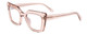 Profile View of SITO SHADES CULT VISION Designer Blue Light Blocking Eyeglasses in Sirocco Pink Crystal Ladies Cat Eye Full Rim Acetate 51 mm