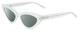 Profile View of SITO SHADES DIRTY EPIC Designer Polarized Reading Sunglasses with Custom Cut Powered Smoke Grey Lenses in Mercury White Grey Crystal Ladies Cat Eye Full Rim Acetate 55 mm