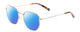 Profile View of SITO SHADES ETERNAL Designer Polarized Reading Sunglasses with Custom Cut Powered Blue Mirror Lenses in Gold Tortoise Tips Unisex Square Full Rim Metal 52 mm