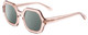 Profile View of SITO SHADES FOXY Designer Polarized Sunglasses with Custom Cut Smoke Grey Lenses in Sirocco Pink Crystal Ladies Square Full Rim Acetate 52 mm