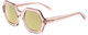 Profile View of SITO SHADES FOXY Designer Polarized Reading Sunglasses with Custom Cut Powered Sun Flower Yellow Lenses in Sirocco Pink Crystal Ladies Square Full Rim Acetate 52 mm