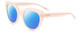 Profile View of SITO SHADES GOOD LIFE Designer Polarized Sunglasses with Custom Cut Blue Mirror Lenses in Vanilla Pink Crystal Ladies Round Full Rim Acetate 54 mm