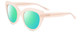 Profile View of SITO SHADES GOOD LIFE Designer Polarized Reading Sunglasses with Custom Cut Powered Green Mirror Lenses in Vanilla Pink Crystal Ladies Round Full Rim Acetate 54 mm