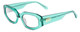 Profile View of SITO SHADES JUICY Designer Blue Light Blocking Eyeglasses in Appletini Blue Crystal Ladies Square Full Rim Acetate 53 mm
