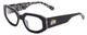 Profile View of SITO SHADES JUICY Designer Reading Eye Glasses in Black White Zebra Print Safari Ladies Square Full Rim Acetate 53 mm