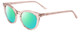 Profile View of SITO SHADES NOW OR NEVER Designer Polarized Reading Sunglasses with Custom Cut Powered Green Mirror Lenses in Sirocco Pink Crystal Ladies Square Full Rim Acetate 50 mm