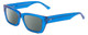 Profile View of SITO SHADES OUTER LIMITS Designer Polarized Sunglasses with Custom Cut Smoke Grey Lenses in Electric Blue Crystal Unisex Square Full Rim Acetate 54 mm